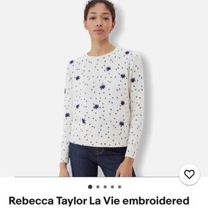 Rebecca Taylor La Vie Creamy white wool and cotton Sweater with navy blue